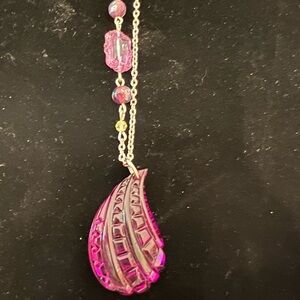 Tarina Tarantino necklace purple paisley Lucite teardrop necklace